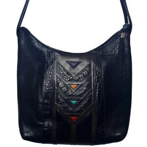 James Culver Exotic Leather Hobo Bag Medium Cow Alligator Southwest Western Boho